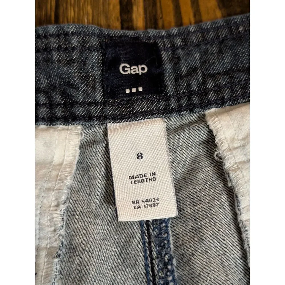 Gap Dark Wash Cuffed Denim Trouser Shorts Button Pocket - Size 8
